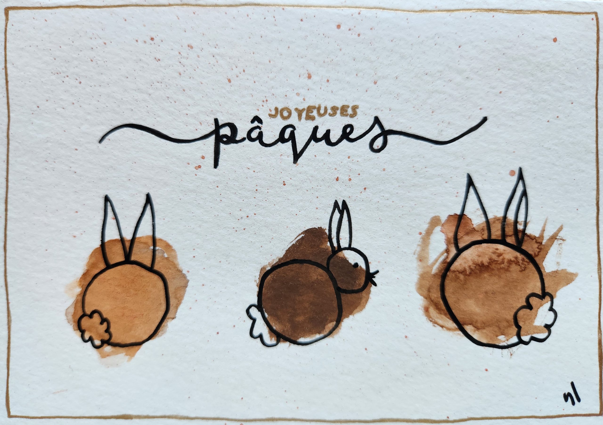 Carte aquarelle lapins de Pâques