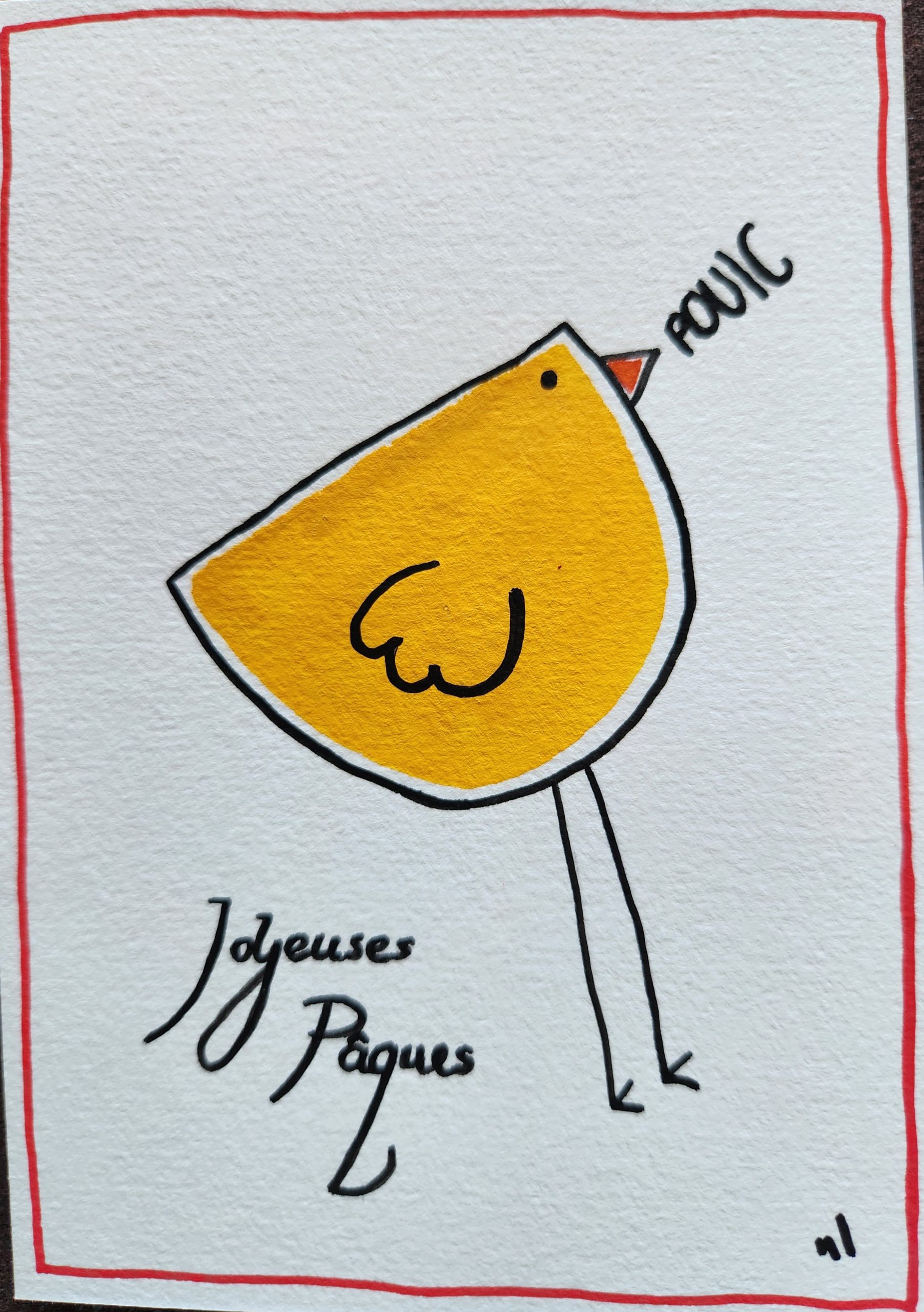 Carte aquarelle Poussin Pouic de Pâques