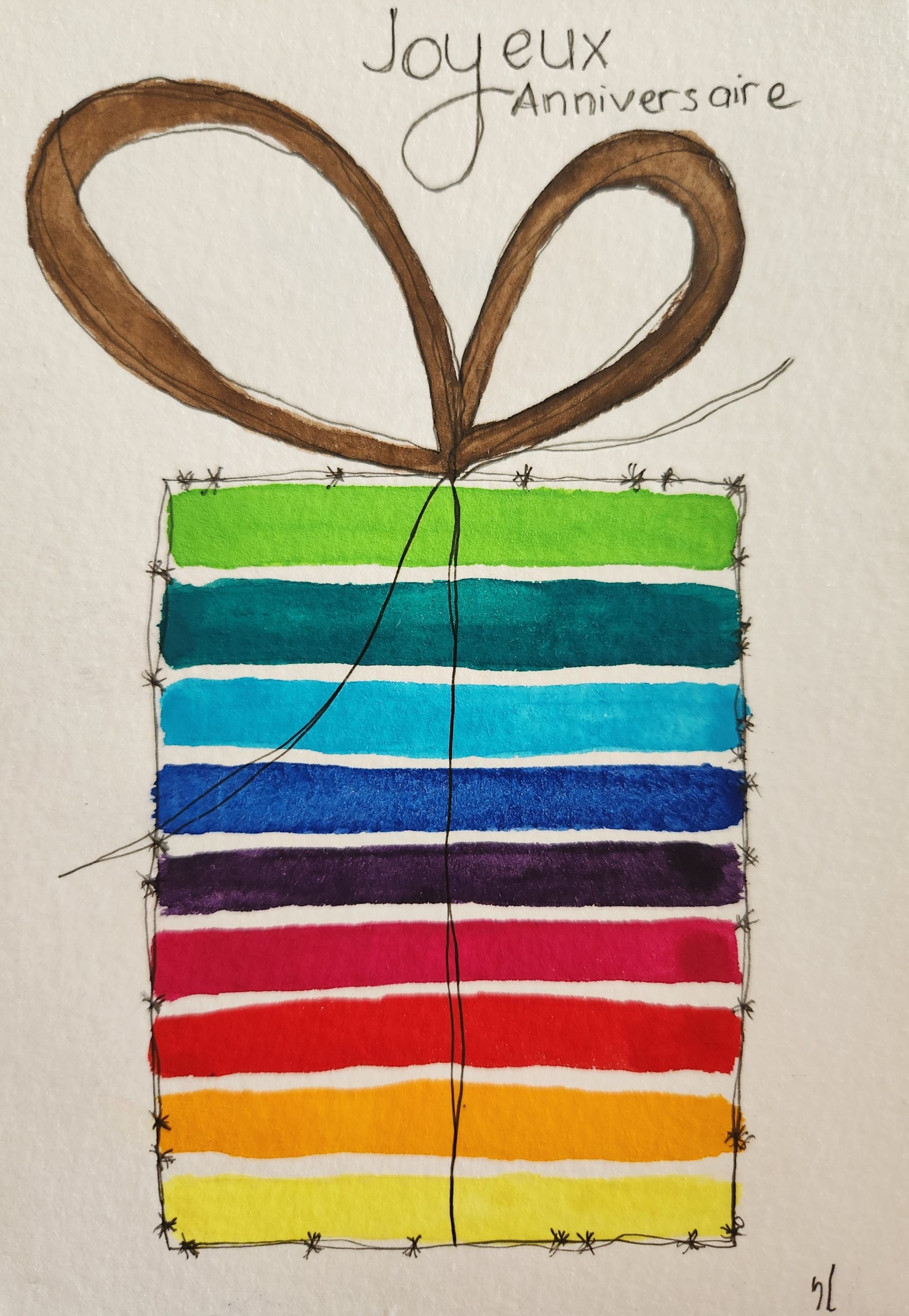 Carte aquarelle cadeau d'anniversaire